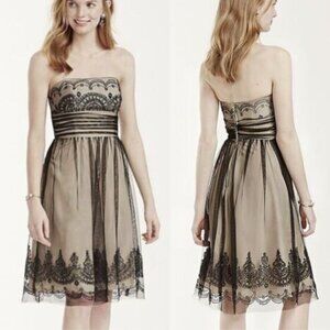 David's Bridal Size 8 Tulle Caviar Bead Knee Length Strapless Dress